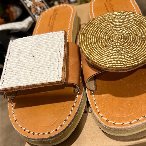 Stylish Brown Sandals with Beaded Accents - Picture 3 of 5